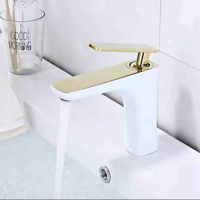 Bathroom Sink Mixer Faucet Basin Taps Single Handle Vessel Tap with Cold and Hot Hose