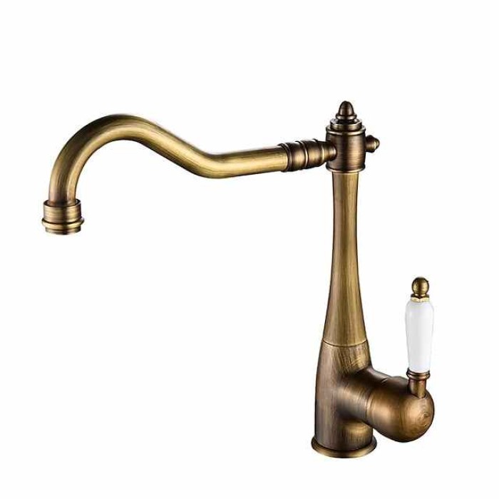 Kitchen faucet - Single Handle One Hole Electroplated Standard Spout Centerset Retro Vintage / Minimalist Kitchen Taps