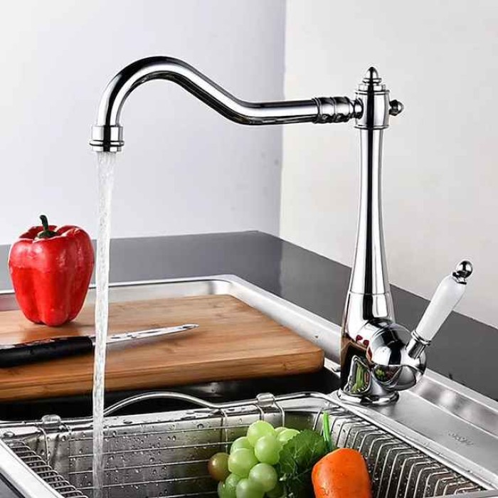 Kitchen faucet - Single Handle One Hole Electroplated Standard Spout Centerset Retro Vintage / Minimalist Kitchen Taps