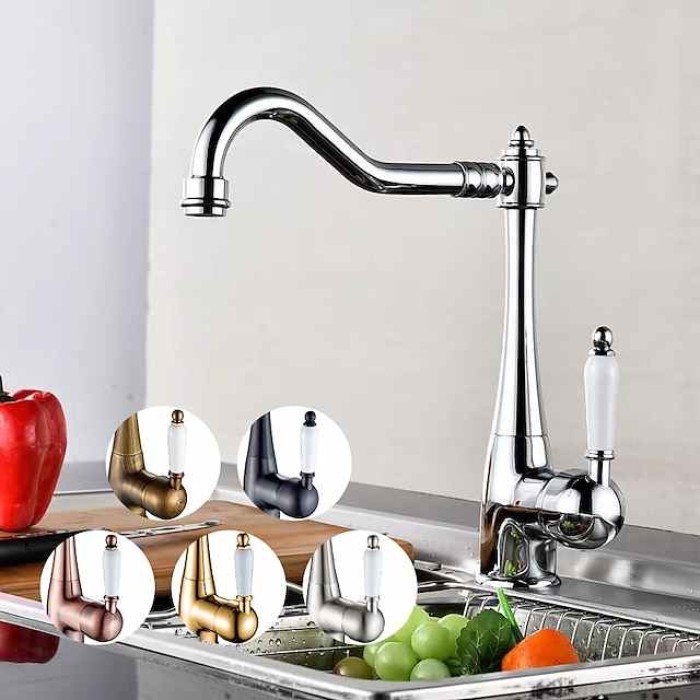 Kitchen faucet - Single Handle One Hole Electroplated Standard Spout Centerset Retro Vintage / Minimalist Kitchen Taps