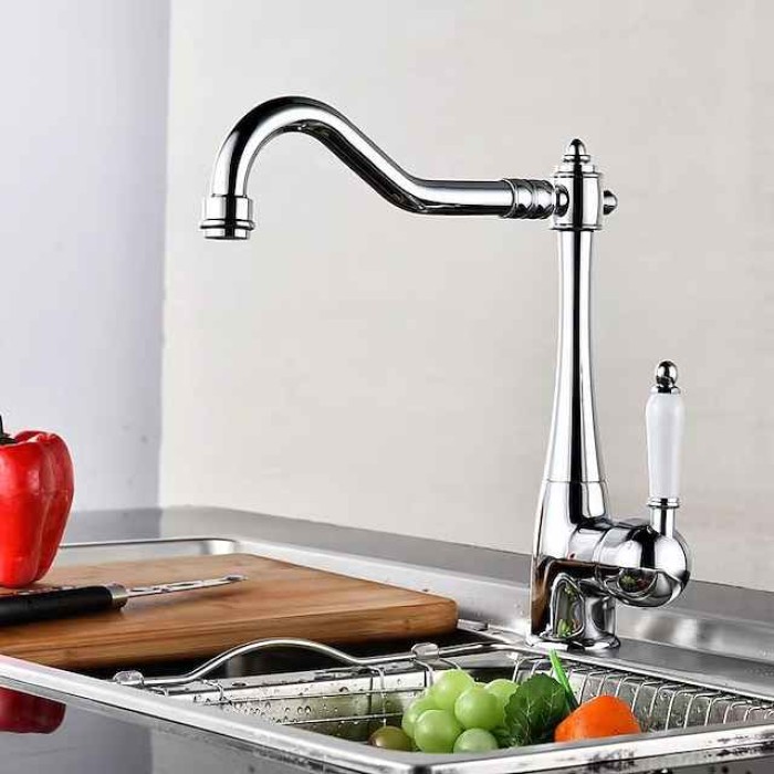 Kitchen faucet - Single Handle One Hole Electroplated Standard Spout Centerset Retro Vintage / Minimalist Kitchen Taps