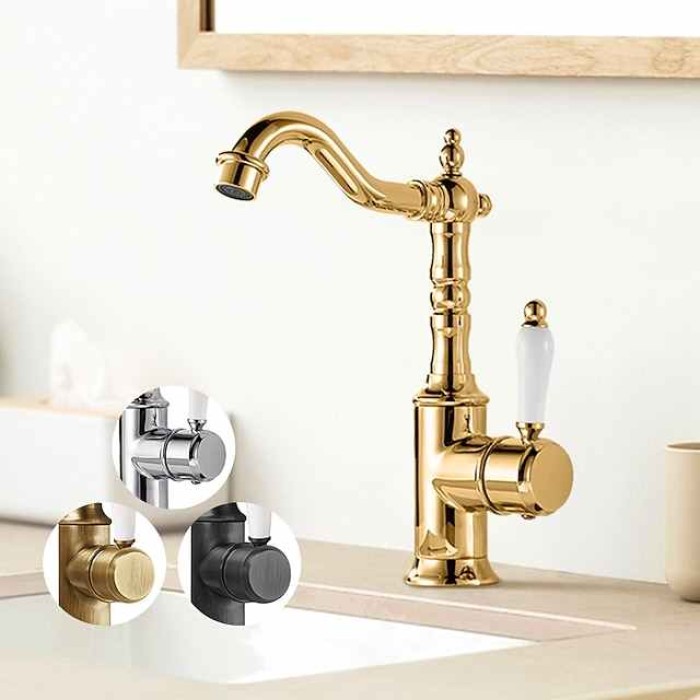 Kitchen faucet - Single Handle One Hole Electroplated Standard Spout Centerset Retro Vintage / Minimalist Kitchen Taps