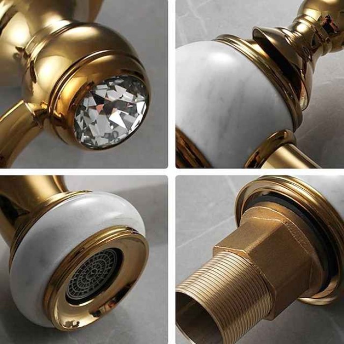 Bathroom Sink Faucet Mixer Basin Tap, Brass Single Handle with Hot and Cold Hose, Classic Electroplated Centerset Single Handle One HoleBath Taps