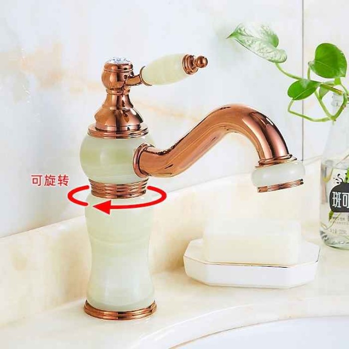 Bathroom Sink Faucet Mixer Basin Tap, Brass Single Handle with Hot and Cold Hose, Classic Electroplated Centerset Single Handle One HoleBath Taps