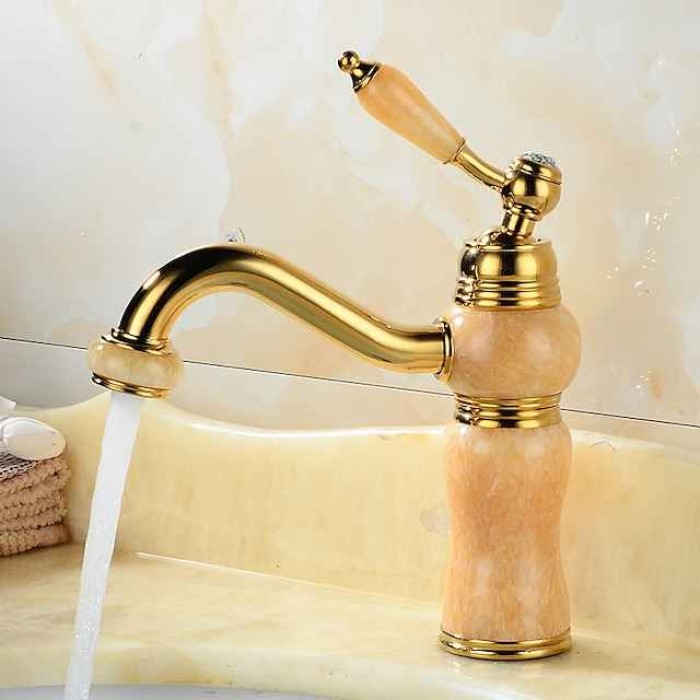 Bathroom Sink Faucet Mixer Basin Tap, Brass Single Handle with Hot and Cold Hose- Rotatable / Classic Electroplated Centerset Single Handle One HoleBath Taps