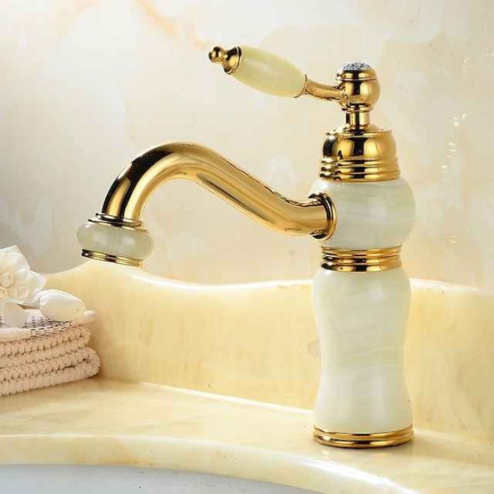 Bathroom Sink Faucet Mixer Basin Tap, Brass Single Handle with Hot and Cold Hose- Rotatable / Classic Electroplated Centerset Single Handle One HoleBath Taps