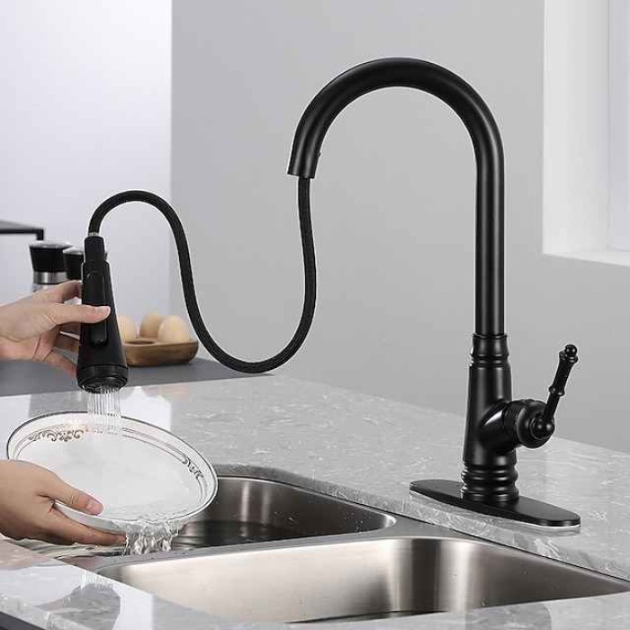 Kitchen faucet - Single Handle One Hole Painted Finishes Pull-out / Pull-down Centerset Modern Contemporary Kitchen Taps