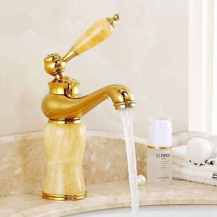 Bathroom Sink Faucet - Widespread Electroplated Centerset Single Handle One HoleBath Taps