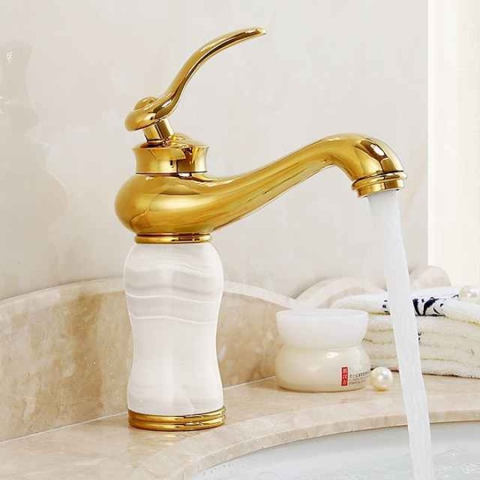 Bathroom Sink Faucet - Widespread Electroplated Centerset Single Handle One HoleBath Taps