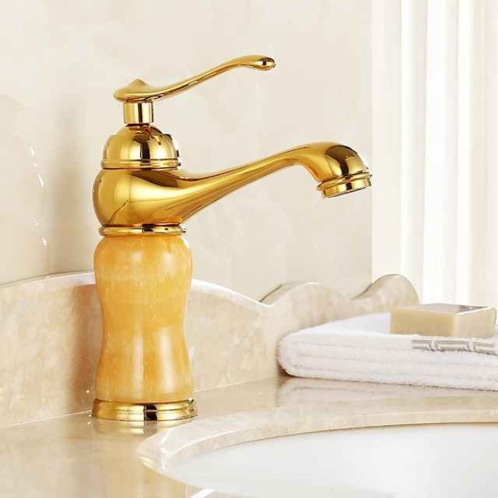 Bathroom Sink Faucet - Widespread Electroplated Centerset Single Handle One HoleBath Taps