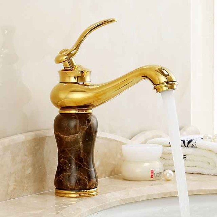 Bathroom Sink Faucet - Widespread Electroplated Centerset Single Handle One HoleBath Taps