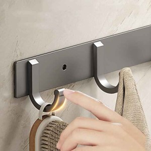 Black Space Aluminum Clothes Hook Towel Hook Bathroom Kitchen Row Hook Clothes Hook Hat Hook No Punching