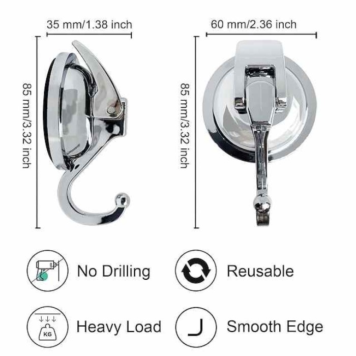 Suction Cup Hooks Heavy Duty Vacuum Suction Shower Hooks Glass Suction Cup Hooks Bathroom Robe Hooks Reusable, No Hole Punched, for Garland Decoration