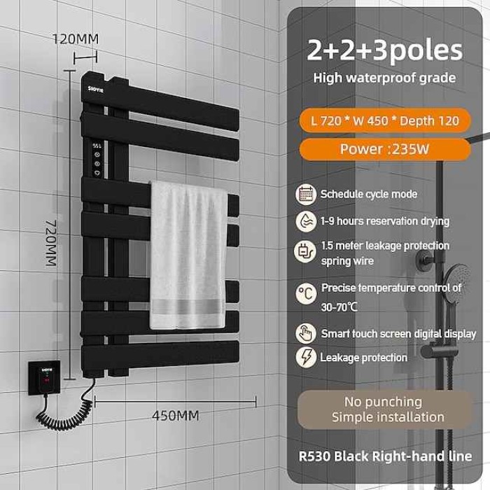 Electric Towel Warmers Radiator, Wall-Mounted & Freestanding Heated Towel Drying Rack, 304 Stainless Steel Heated Towel Rail for Bathroom