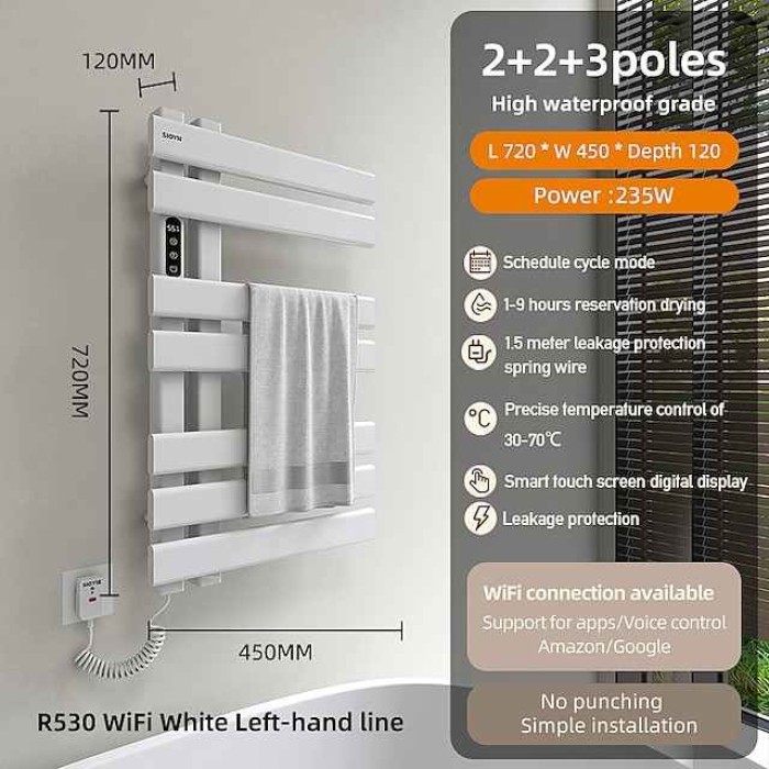 Electric Towel Warmers Radiator, Wall-Mounted & Freestanding Heated Towel Drying Rack, 304 Stainless Steel Heated Towel Rail for Bathroom