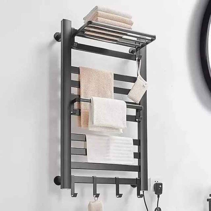 Electric Towel Warmers Radiator, Wall-Mounted & Freestanding Heated Towel Drying Rack, Aluminum Alloy Heated Towel Rail for Bathroom