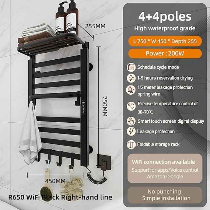 Electric Towel Warmers Radiator, Wall-Mounted & Freestanding Heated Towel Drying Rack, Aluminum Alloy Heated Towel Rail for Bathroom