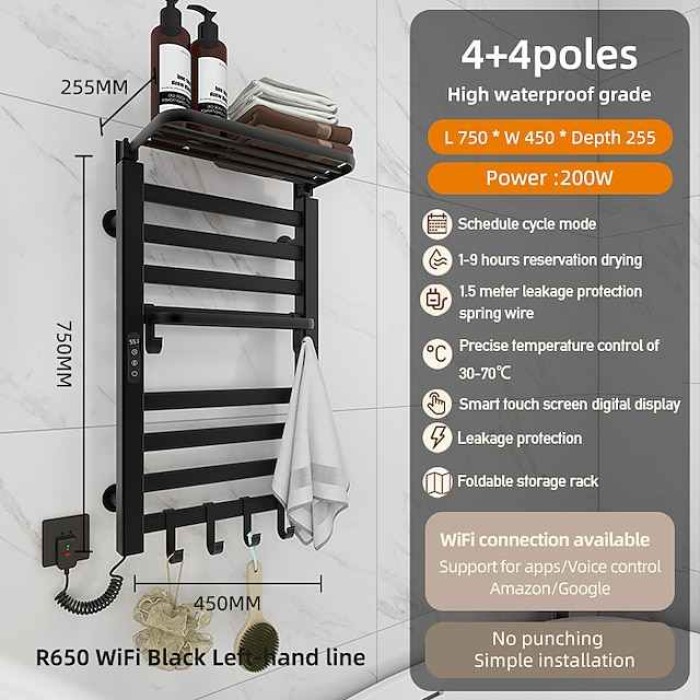 Electric Towel Warmers Radiator, Wall-Mounted & Freestanding Heated Towel Drying Rack, Aluminum Alloy Heated Towel Rail for Bathroom