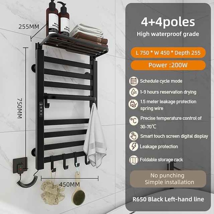 Electric Towel Warmers Radiator, Wall-Mounted & Freestanding Heated Towel Drying Rack, Aluminum Alloy Heated Towel Rail for Bathroom