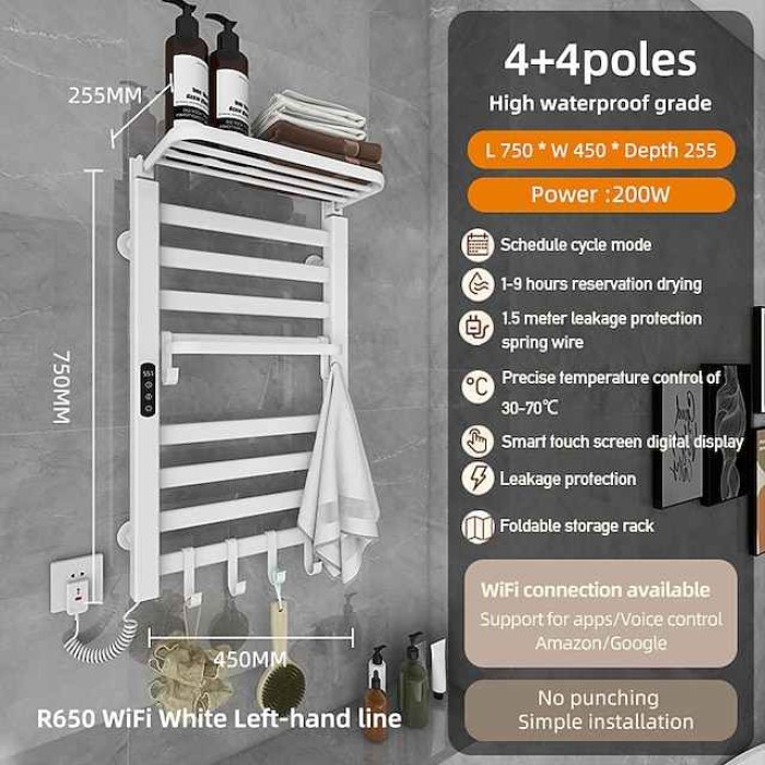 Electric Towel Warmers Radiator, Wall-Mounted & Freestanding Heated Towel Drying Rack, Aluminum Alloy Heated Towel Rail for Bathroom