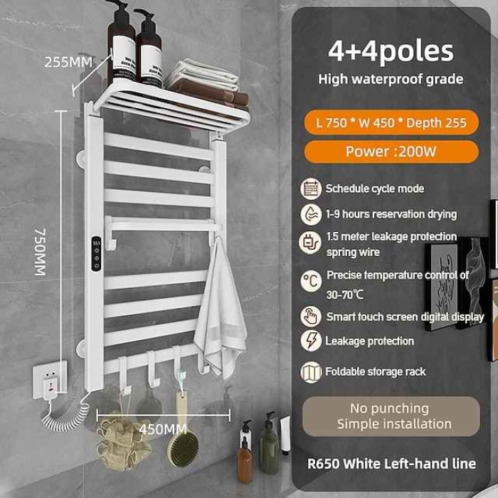 Electric Towel Warmers Radiator, Wall-Mounted & Freestanding Heated Towel Drying Rack, Aluminum Alloy Heated Towel Rail for Bathroom