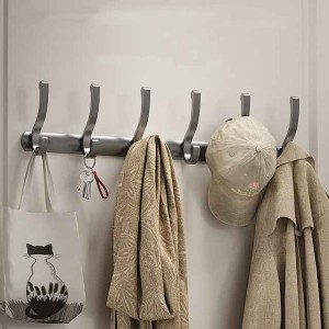 Black Space Aluminum Clothes Hook Towel Hook Bathroom Kitchen Row Hook Clothes Hook Hat Hook No Punching