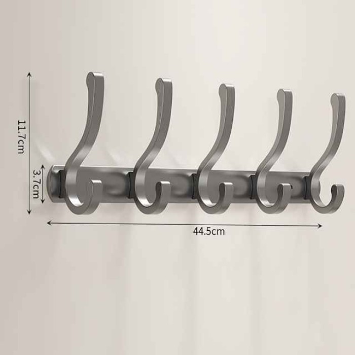 Black Space Aluminum Clothes Hook Towel Hook Bathroom Kitchen Row Hook Clothes Hook Hat Hook No Punching