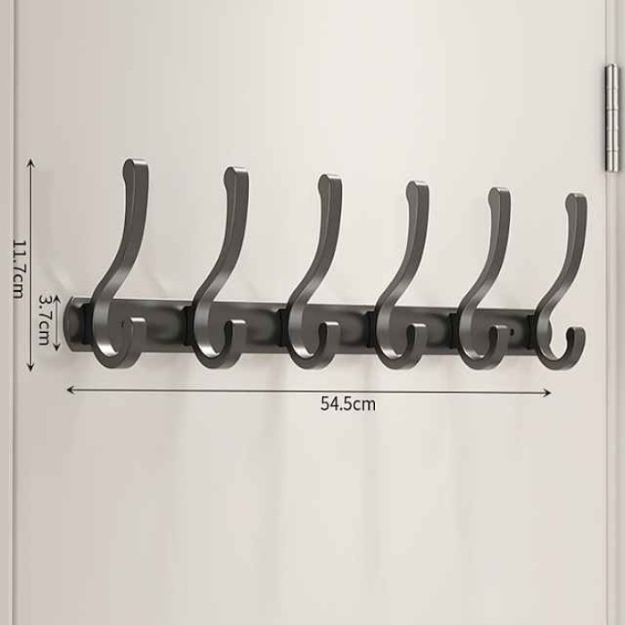 Black Space Aluminum Clothes Hook Towel Hook Bathroom Kitchen Row Hook Clothes Hook Hat Hook No Punching