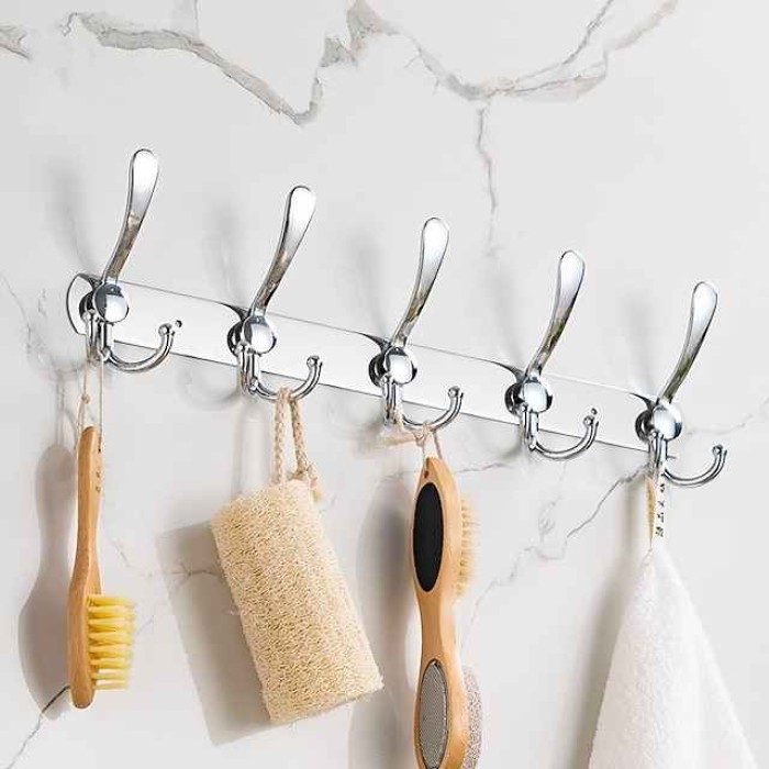 Clothing Hook Multifunctional Row Hook Stainless Steel Bathroom Towel Hook Metal Hook Hardware Pendant