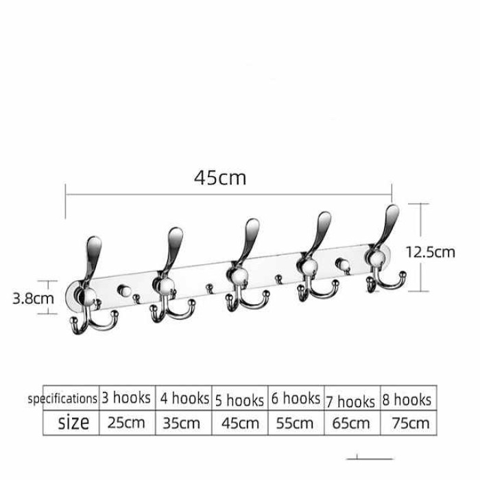 Clothing Hook Multifunctional Row Hook Stainless Steel Bathroom Towel Hook Metal Hook Hardware Pendant