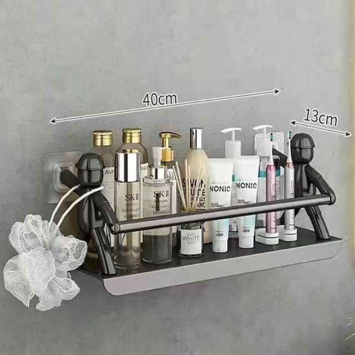 Non Punching Kitchen Small Person Wall Mounted Stainless Steel Storage Rack For Household Dormitory Cosmetics Desktop Kitchen Storage Rack