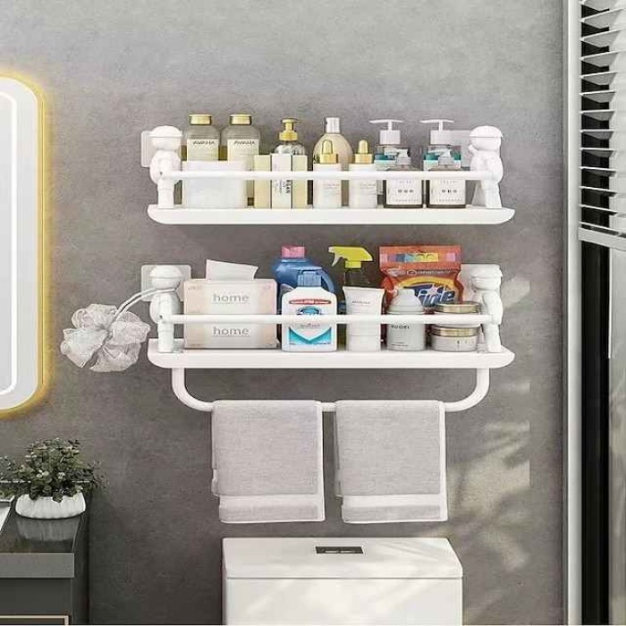 Non Punching Kitchen Small Person Wall Mounted Stainless Steel Storage Rack For Household Dormitory Cosmetics Desktop Kitchen Storage Rack