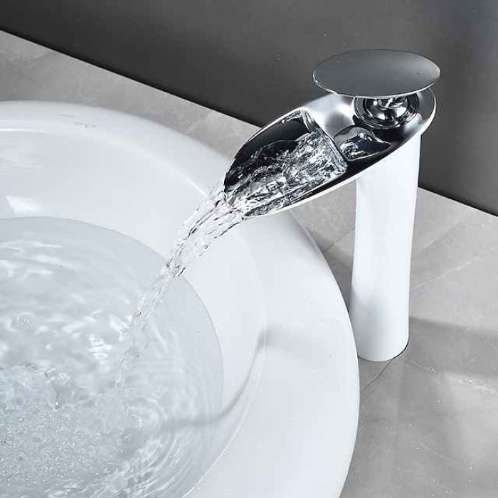 Bathroom Sink Faucet - Waterfall Electroplated / Painted Finishes Centerset Single Handle One HoleBath Taps