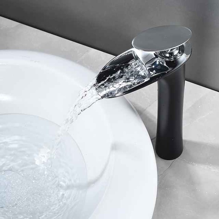 Bathroom Sink Faucet - Waterfall Electroplated / Painted Finishes Centerset Single Handle One HoleBath Taps