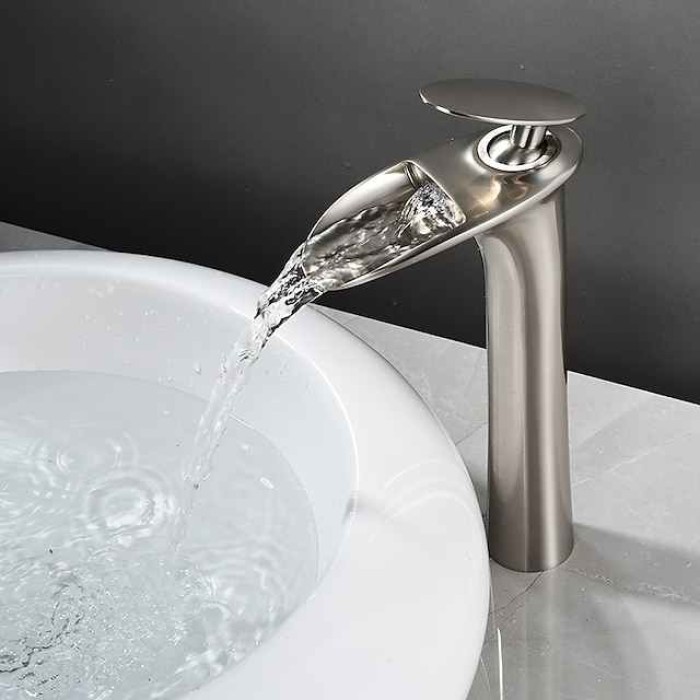 Bathroom Sink Faucet - Waterfall Electroplated / Painted Finishes Centerset Single Handle One HoleBath Taps