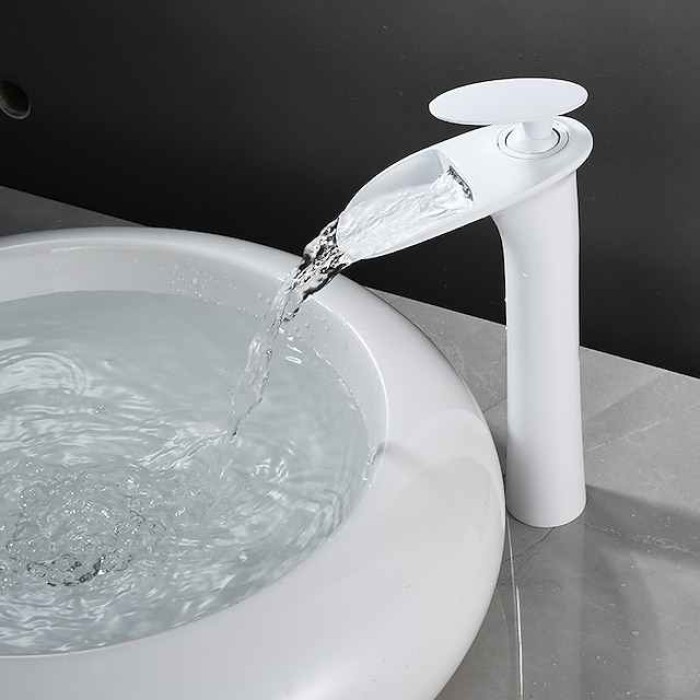 Bathroom Sink Faucet - Waterfall Electroplated / Painted Finishes Centerset Single Handle One HoleBath Taps