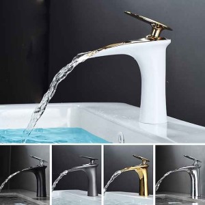 Bathroom Sink Faucet - Waterfall Electroplated / Painted Finishes Centerset Single Handle One HoleBath Taps