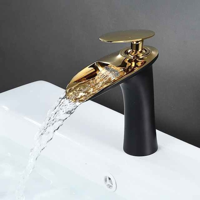 Bathroom Sink Faucet - Waterfall Electroplated / Painted Finishes Centerset Single Handle One HoleBath Taps