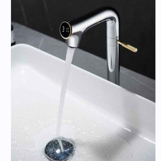 Bathroom Sink Faucet - Rotatable / LED / Classic Chrome / Nickel Brushed / Electroplated Centerset Single Handle One HoleBath Taps