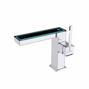 Bathroom Sink Faucet - LED / Classic Chrome / Nickel Brushed / Electroplated Centerset Single Handle One HoleBath Taps