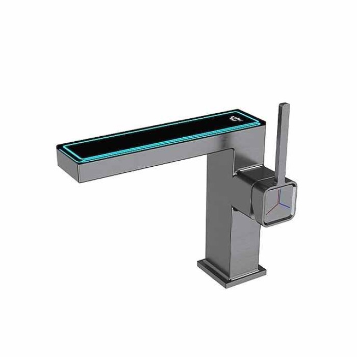 Bathroom Sink Faucet - LED / Classic Chrome / Nickel Brushed / Electroplated Centerset Single Handle One HoleBath Taps