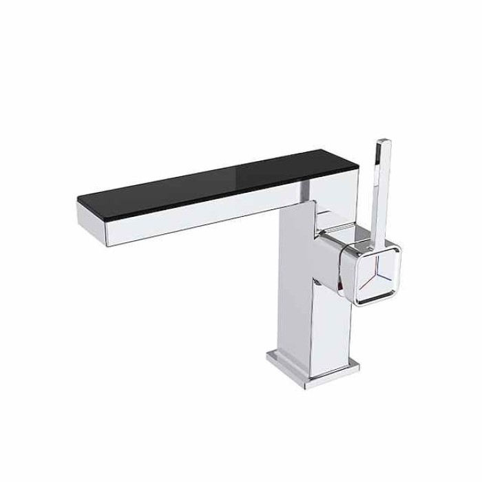 Bathroom Sink Faucet - LED / Classic Chrome / Nickel Brushed / Electroplated Centerset Single Handle One HoleBath Taps