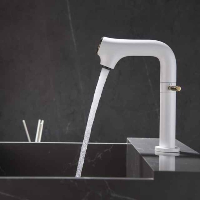 Bathroom Sink Faucet - Rotatable / LED / Classic Chrome / Nickel Brushed / Electroplated Centerset Single Handle One HoleBath Taps