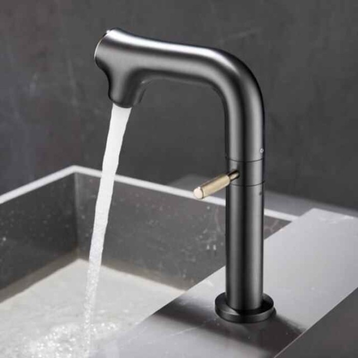 Bathroom Sink Faucet - Rotatable / LED / Classic Chrome / Nickel Brushed / Electroplated Centerset Single Handle One HoleBath Taps