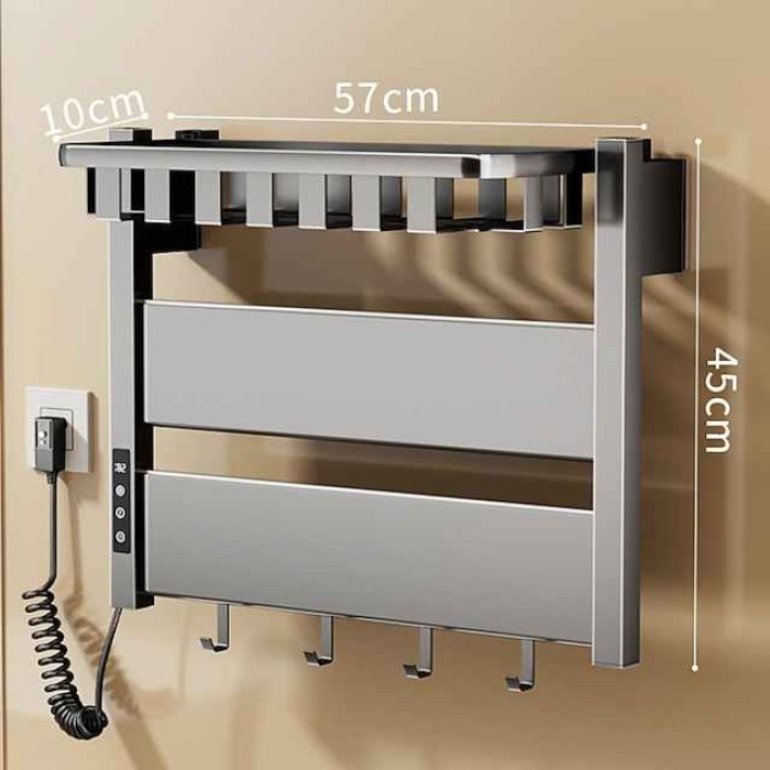 Wall Mounted Electric Towel Warmer with Timer & Temperature Multi-Level Adjustments Hardwired & Plug-in Fast Heating Adorable Contemporary Modern Aluminum 1PC