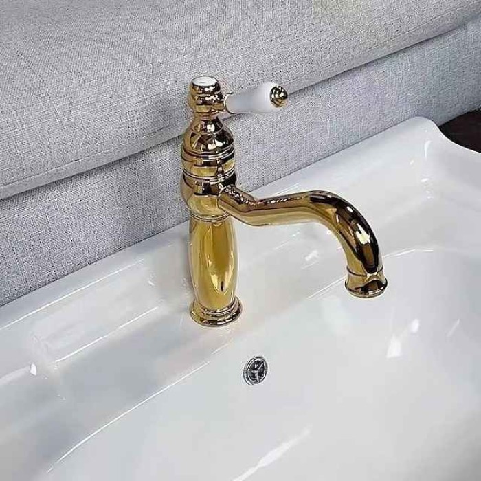 Classic Bathroom Sink Faucet in Electroplated Finishes, Widespread Single Handle Two Holes Bath Taps