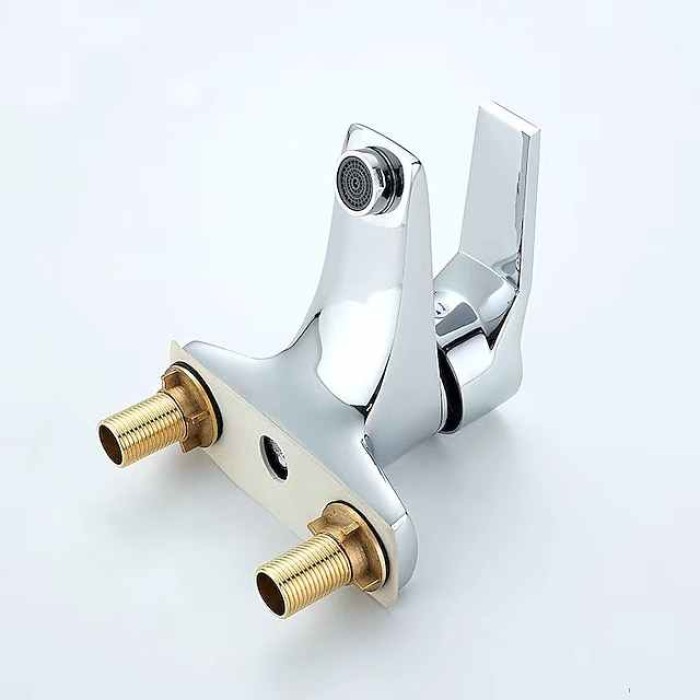 Bathroom Sink Faucet - Classic Electroplated Mount Outside Single Handle Two HolesBath Taps