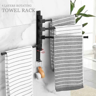 Towel Bar Robe Hook Bathroom Shelf Foldable Multilayer New Design Contemporary Modern Aluminum Metal 1PC - Bathroom 4-towel bar Wall Mounted