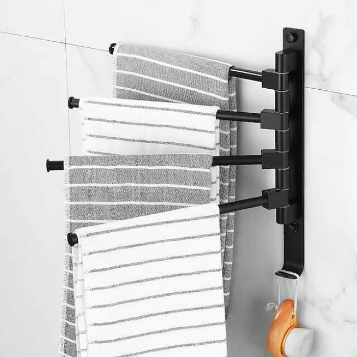 Towel Bar Robe Hook Bathroom Shelf Foldable Multilayer New Design Contemporary Modern Aluminum Metal 1PC - Bathroom 4-towel bar Wall Mounted