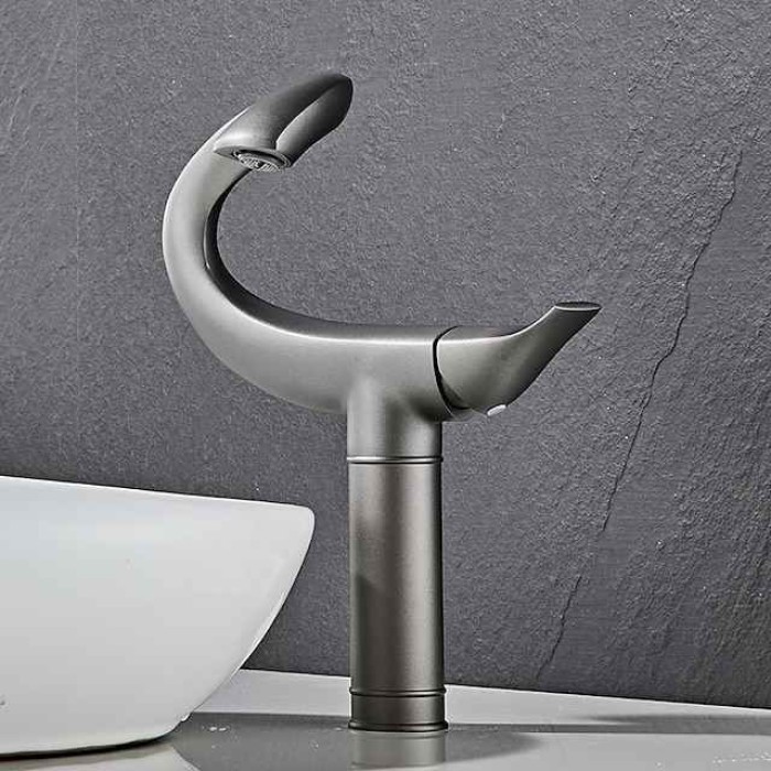 Classic Bathroom Sink Faucet, Center-set Single Handle One Hole Tall Vessel Bath Taps in Electroplated Finishes